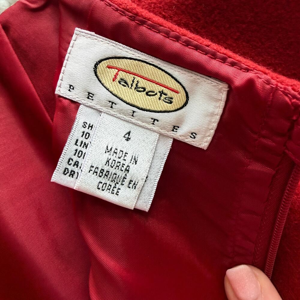 Talbots Red Faux Wrap 100% Wool Skirt 4 - Picture 7 of 11